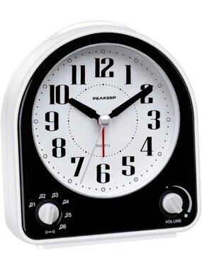 Home Black Analog Battery Operated Alarm Non-Ticking Silent Semicircular Clock